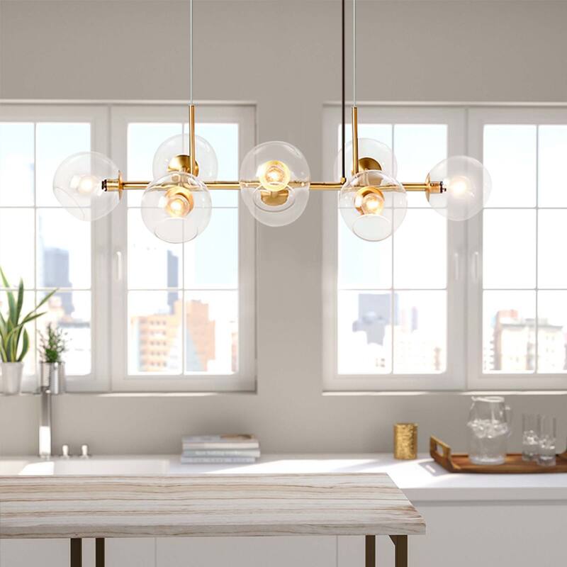 8 - Light Gold/Black Sputnik Modern Linear Pendant Chandeliers