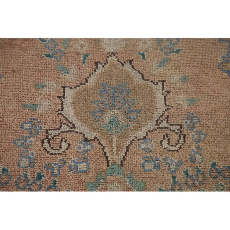 Distressed Mashad Persian Antique Area Rug Handmade Wool Carpet - 6'6" x 9'8"