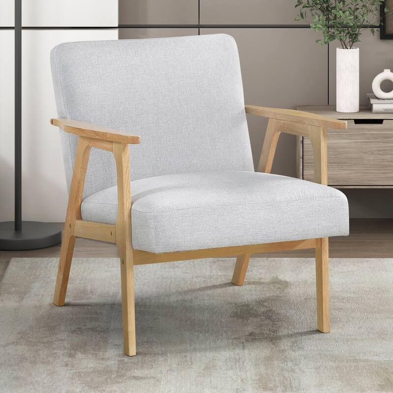 Dean 27" Textured Fabric Accent Chair - Solid Rubberwood Frame