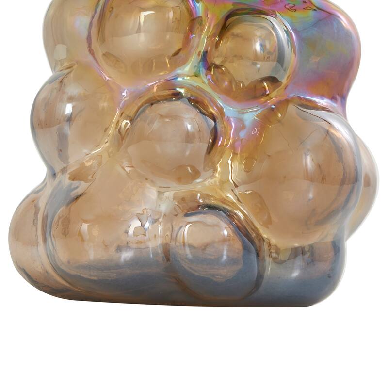 Brown Glass Handmade Abstract Iridescent Bubble Vase