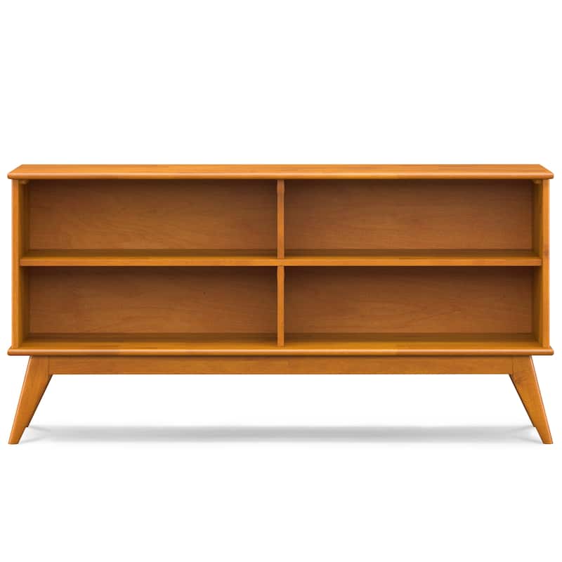 WYNDENHALL Tierney SOLID HARDWOOD 30 x 64 inch Modern Low Bookcase in Teak Brown - 14" d x 64" w x 30" h