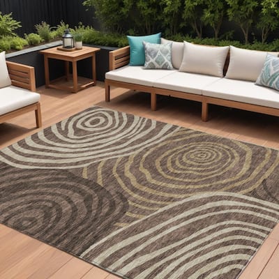 HomeRoots Abstract Transitional Rectangle Outdoor Rug
