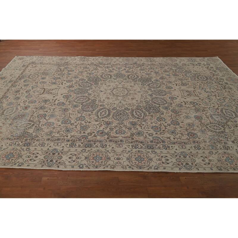 Floral Tabriz Persian Area Rug Oriental Handmade Wool Carpet - 7'4"x 10'9"