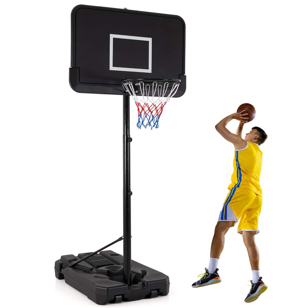 Gymax 6.5-10 FT Adjustable Portable Basketball Hoop w/ 44 Inch