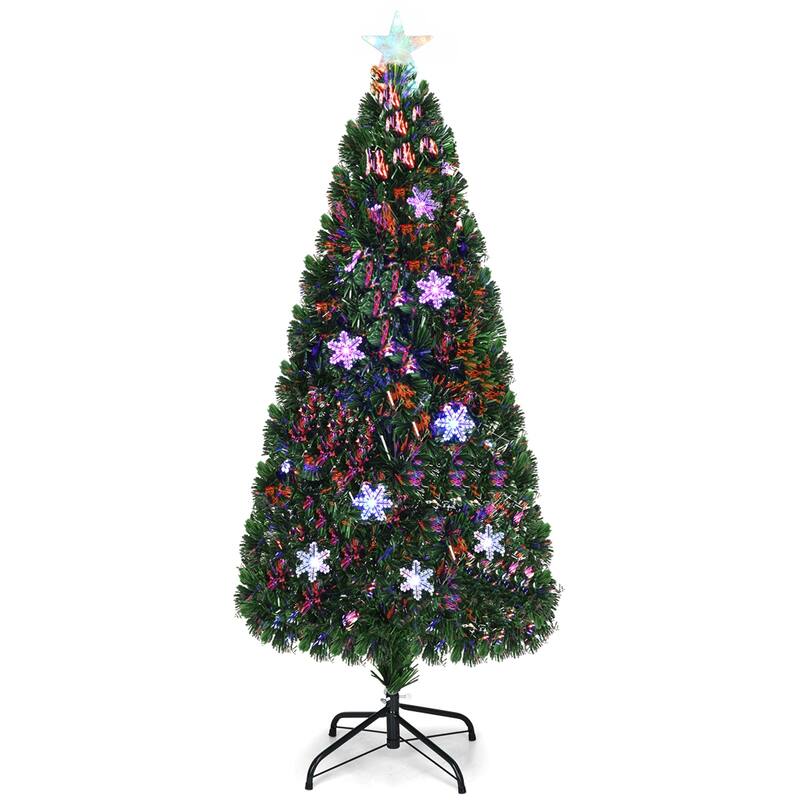 Gymax Fiber Optic 6' PVC Artificial Christmas Tree LED Lights Metal - See Details