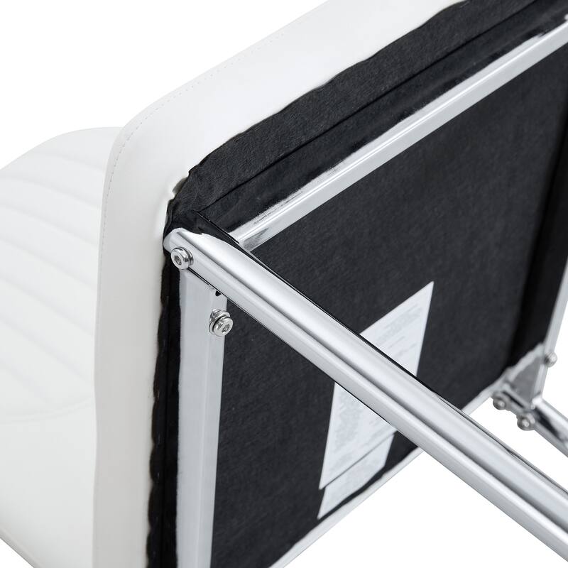 Roomfitters PU Dining Chairs with Silver Metal Legs, Vertical Stripe Back, High Resilience Upholstered Set of 6