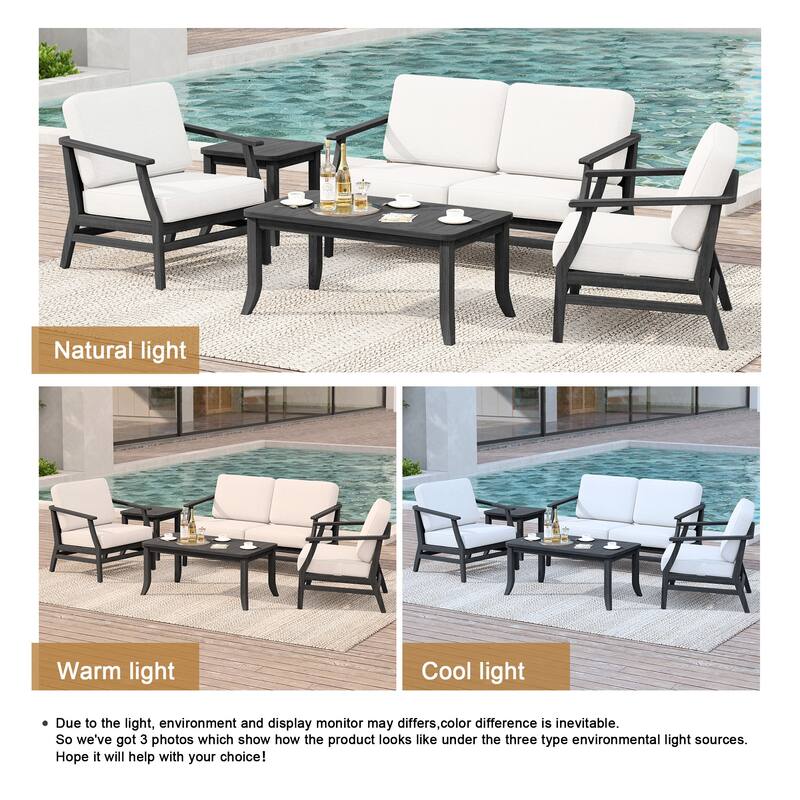 Outdoor Conversation Set Patio Chair, Loveseat with Tables
