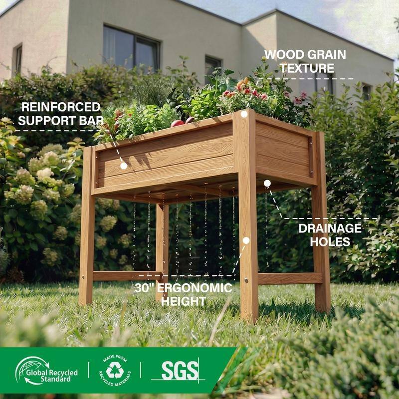 WINSOON All Weather HIPS Raised Garden Bed with Drainage Holes