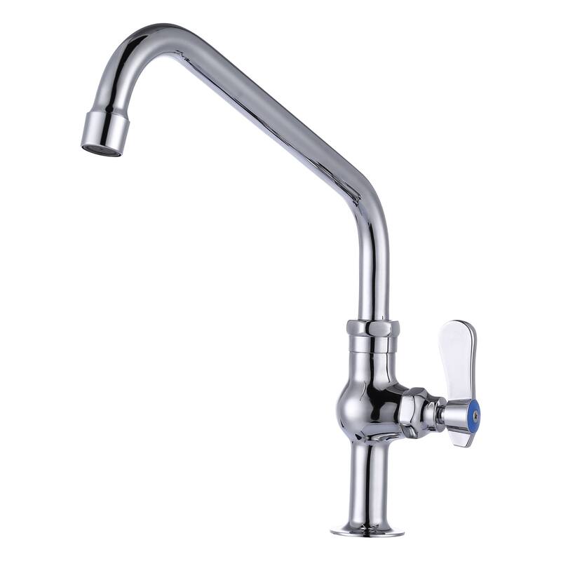 WOWOW 10 in. Spout Single Handle Deck Mount Standard Kitchen Faucet - Chrome