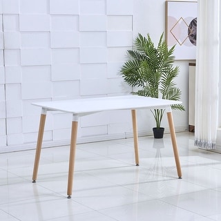 Modrn Rectangular Dining Table with Wooden Legs - Bed Bath & Beyond ...