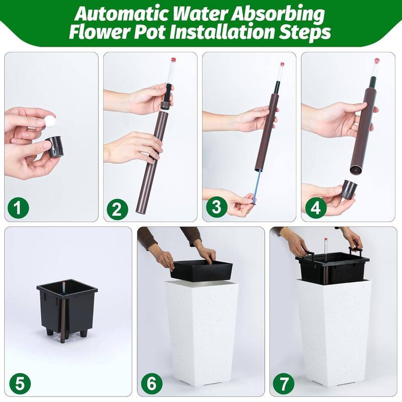 2PCS Garden Decor 21.7" Tall Indoor Outdoor Planters with Water Level Monitor