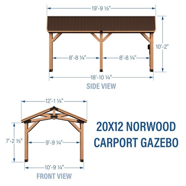 Backyard Discovery 12' x 20' Norwood Cedar Carport Gazebo - Bed Bath ...