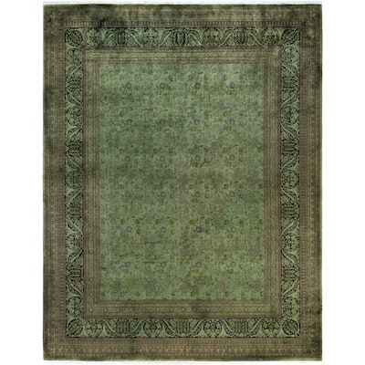 Overdyed One-of-a-Kind Hand-Knotted Area Rug - Green - 8' 2" x 10' 4"