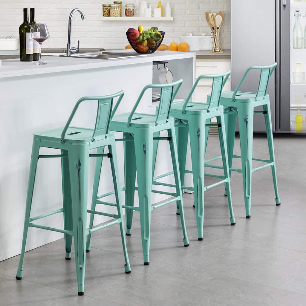 Andeworld Metal Counter Low Back Bar Stool with Rubber Foot