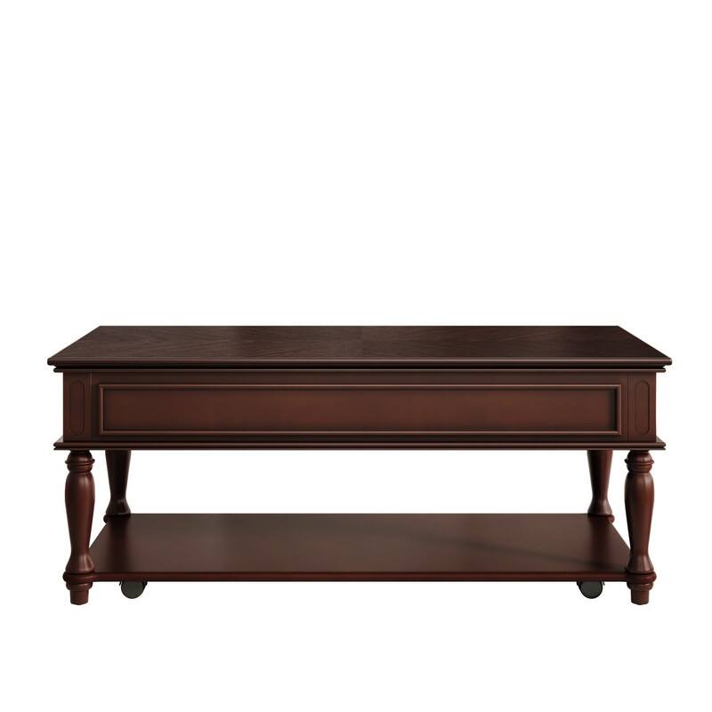 Farmhouse 47.2" Coffee Table with Drawer, Retro Design Easy Assembly and Movable Lockable Wheels for Living Room