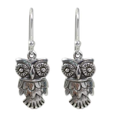 Sterling Silver 'Owl Love' Earrings (Thailand)