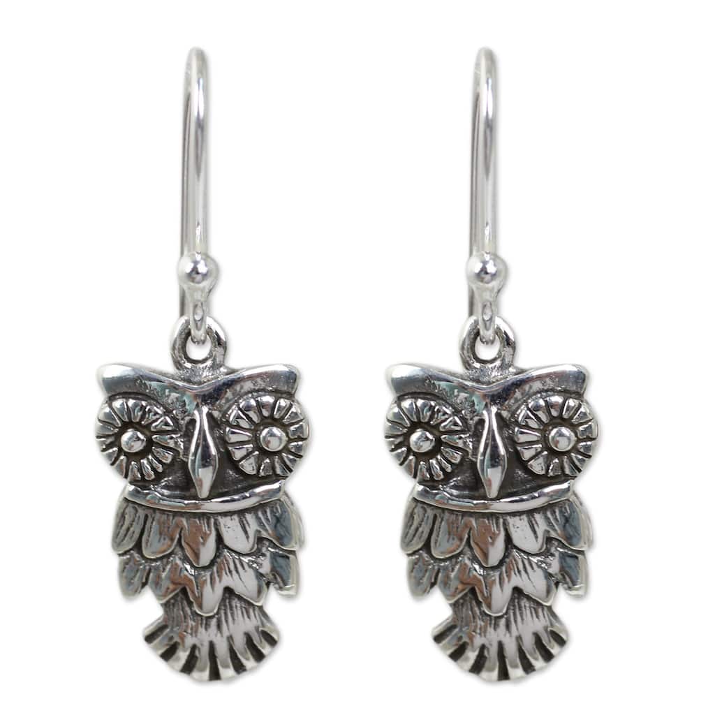 Sterling Silver 'Owl Love' Earrings (Thailand)