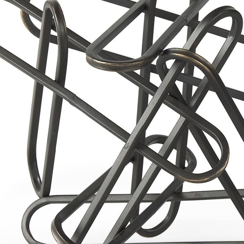 HomeRoots 12" Black Metal Abstract Tabletop Sculpture - 12.20 in. x 9.06 in. x 9.06 in.