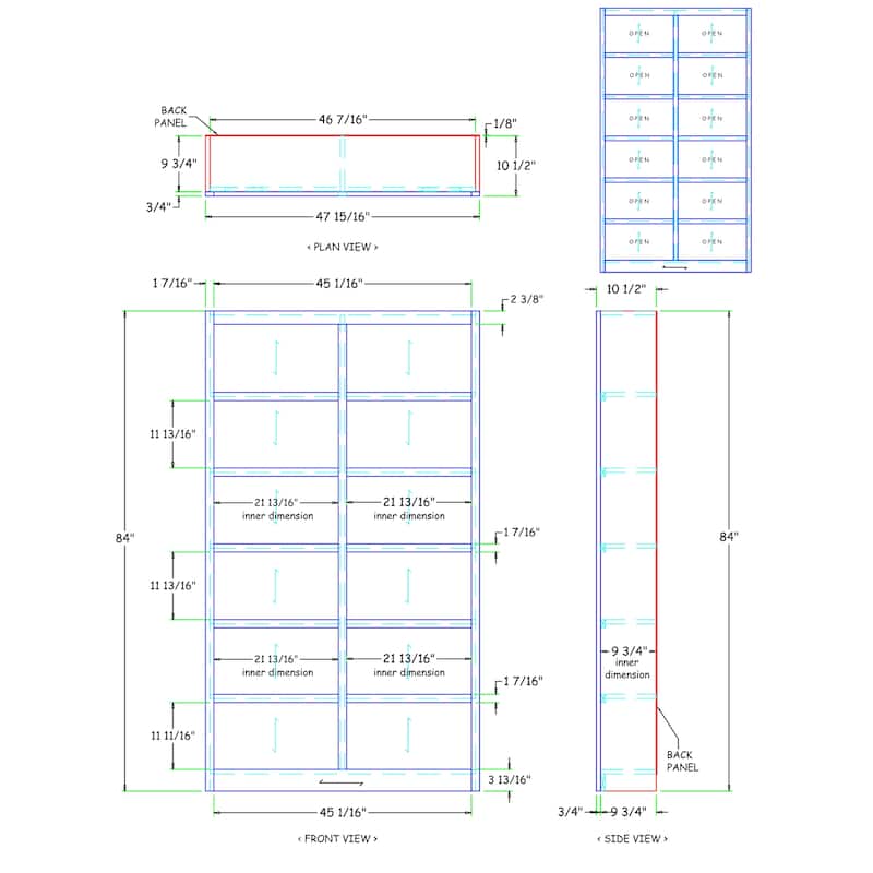 Concepts in Wood Double Wide Wood Bookcase, 12 Shelf, 84 inch Tall