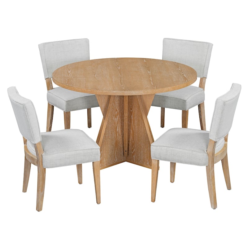 5-Piece Round Dining Table Set for 4