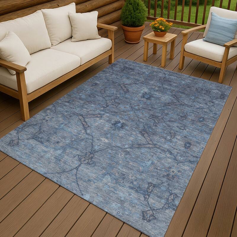 Machine Washable Indoor/ Outdoor Boho Global Chantille Rug