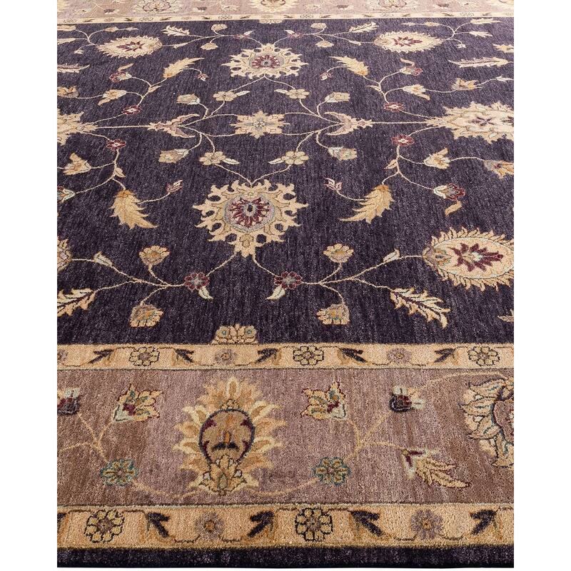 Oushak One-of-a-Kind Hand-Knotted Area Rug - Navy, 9' 0" x 12' 7" - 9' 0" x 12' 7"