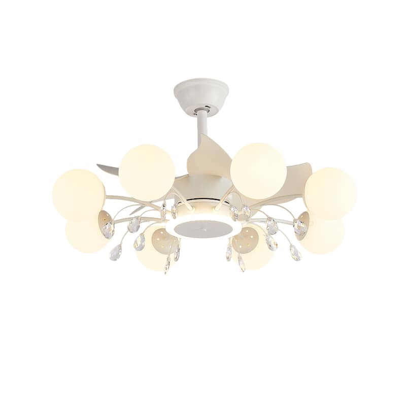 31in. Indoor Gold Modern Ceiling Fan with Light, Reversible Fandelier with Light Bulbs and Remote for Living Room