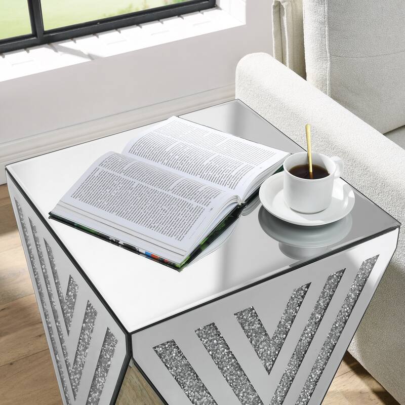 Silver mirror table
