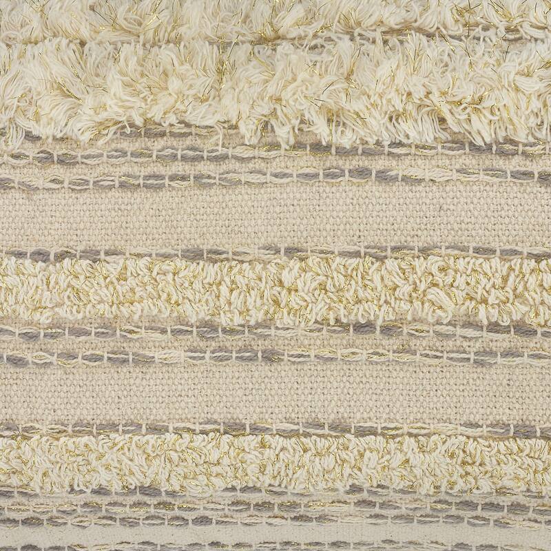 Handwoven Tufted Stripe Square Throw Pillow - 20" - Cream and Gray