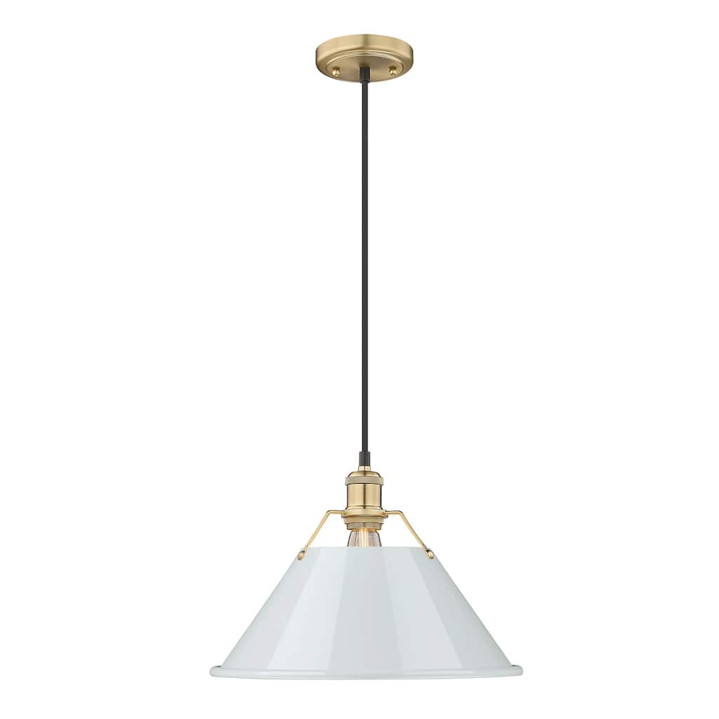 Orwell 14" Wide Large Pendant in Brushed Champagne Bronze with Dusky Blue - Gold