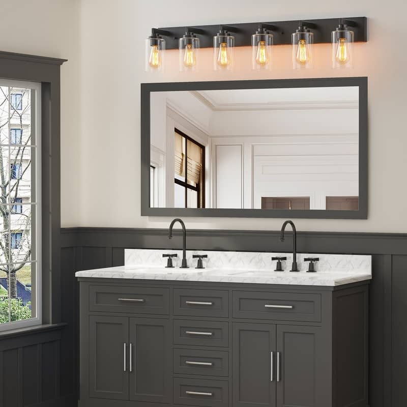 KAWOTI 6-light Bathroom Vanity Light with Clear Glass Shade