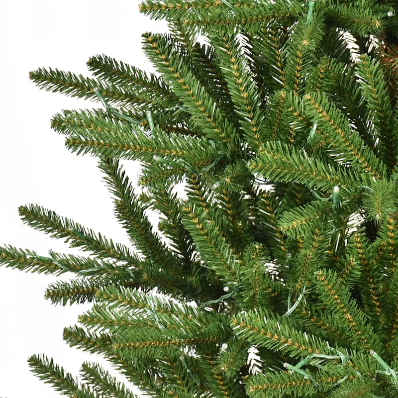 Puleo International 7.5' Pre-Lit Artificial Slim Mountain View Spruce Tree