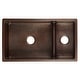 preview thumbnail 4 of 13, 33-in Hammered Copper Kitchen 70/30 Double Basin Sink with Short 5-in Divider w/ Accessories (KSP3_K70DB33199-SD5)