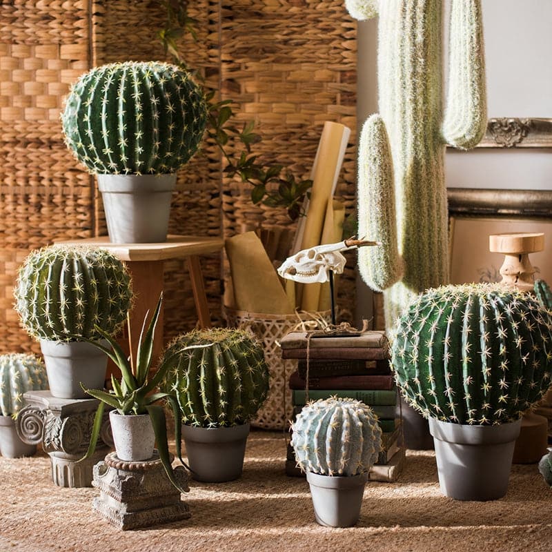 RusticReach Artificial Potted Cactus Ball