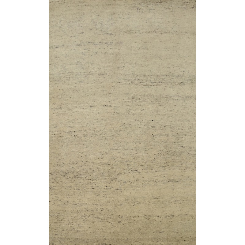 Hand Knotted Oriental 100% Wool Carpet Modern Solid Beige & Ivories Gabbeh Area Rug - 6' 0'' X 3' 11''