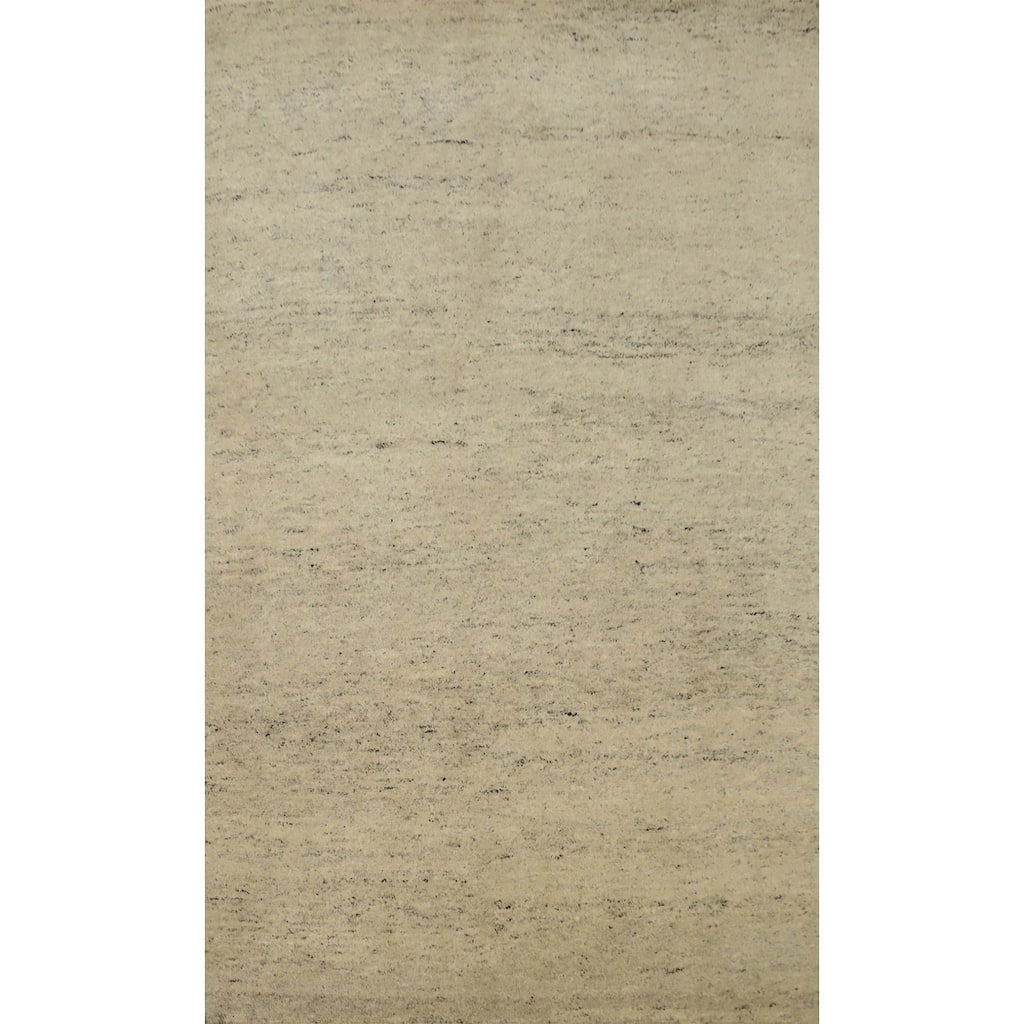 Hand Knotted Oriental 100% Wool Carpet Modern Solid Beige & Ivories Gabbeh Area Rug - 6' 0'' X 3' 11''