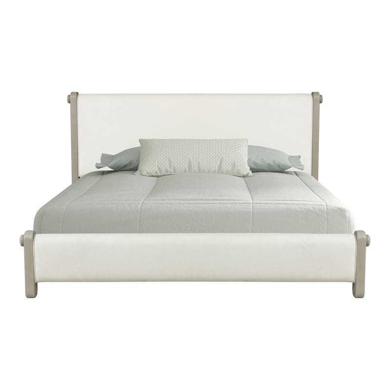 Furniture of America Weegin Modern White Oak Wood Upholstered Panel Bed