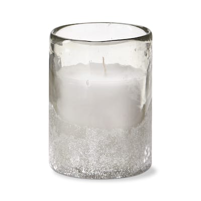 White Citronella Sunkissed Coconut Scented Outdoor Small Candle in Glass Container, Burn Time 27 hrs.