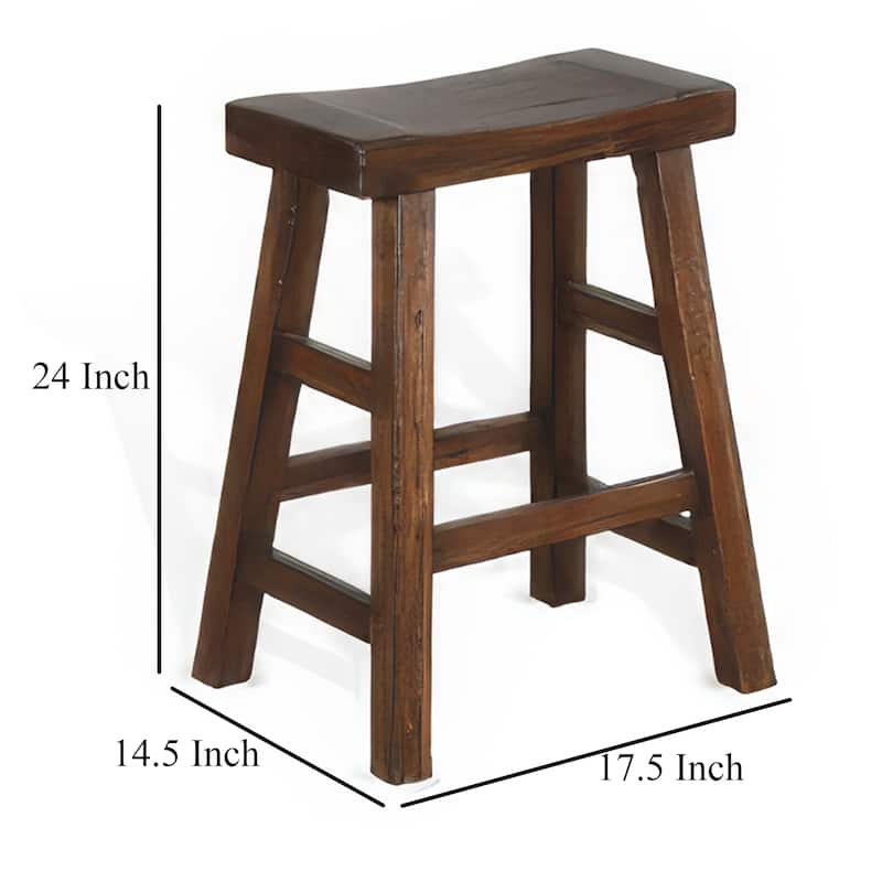 Reggie Counter Stool Set of 2, Saddle Seat Mocha Brown Mahogany