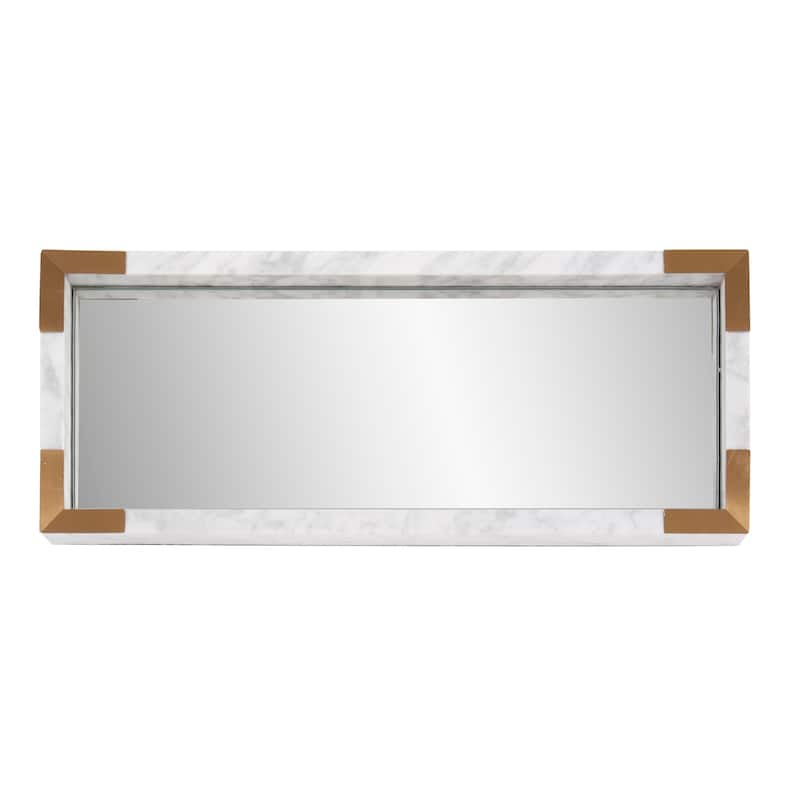 Allan Andrews Mirrored Marble Tray with Brushed Brass Accents - N/A