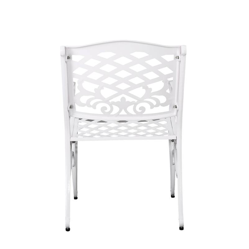 Roomfitters Outdoor Arm Chairs Set of 2, Cast Aluminum Patio Seating, Weather-Resistant Garden Chairs, White