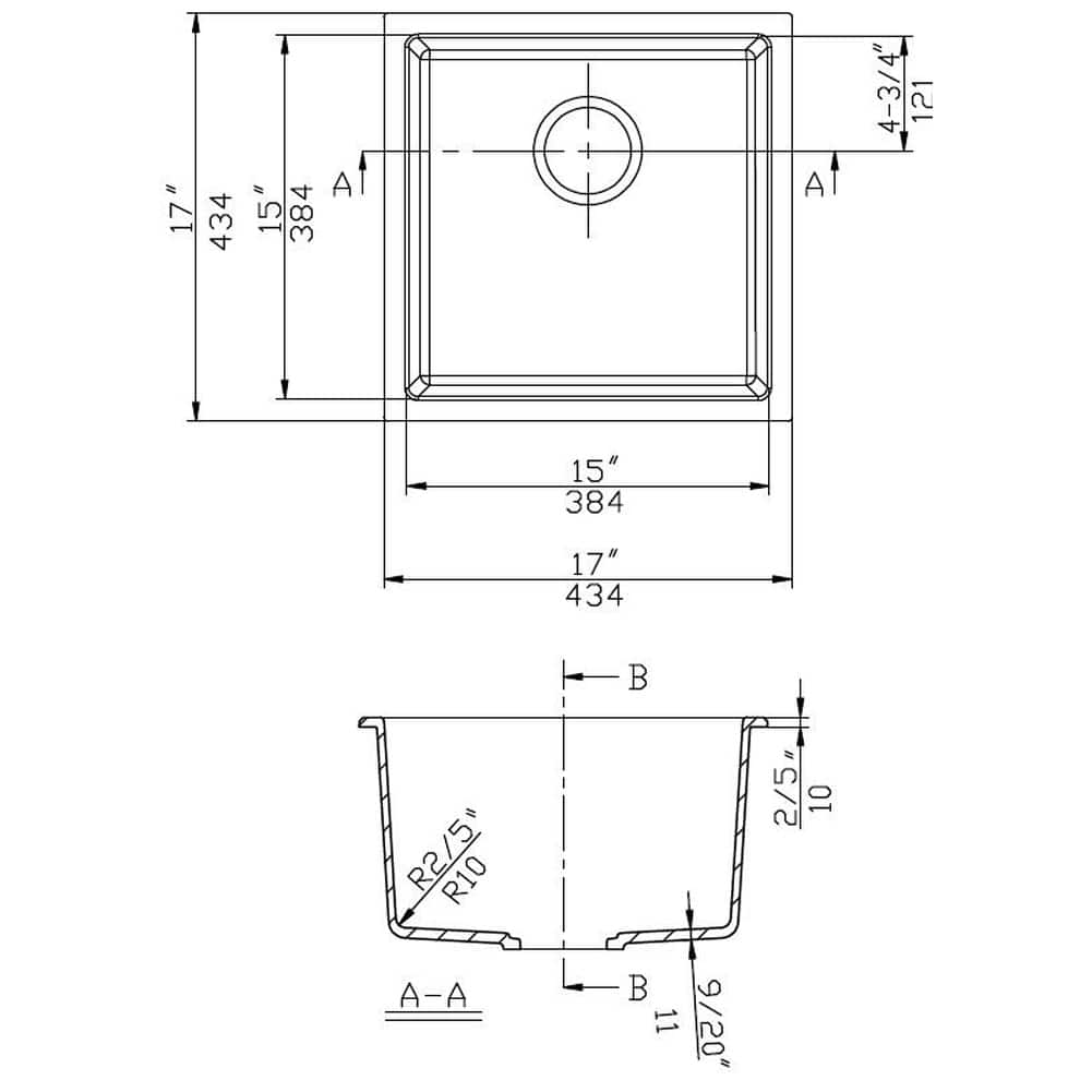 American Imaginations 17in. W CSA Approved Black Granite Composite