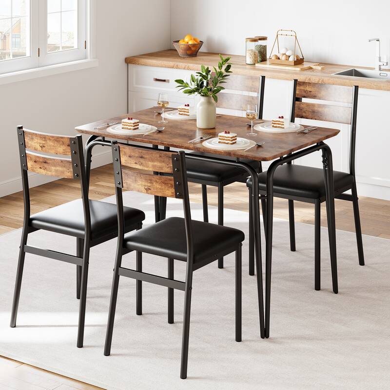 Dining Table and Chairs for 4 - Brown