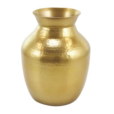 Metal Hammered Spotted Decorative Vase - Gold - Roche River Decor