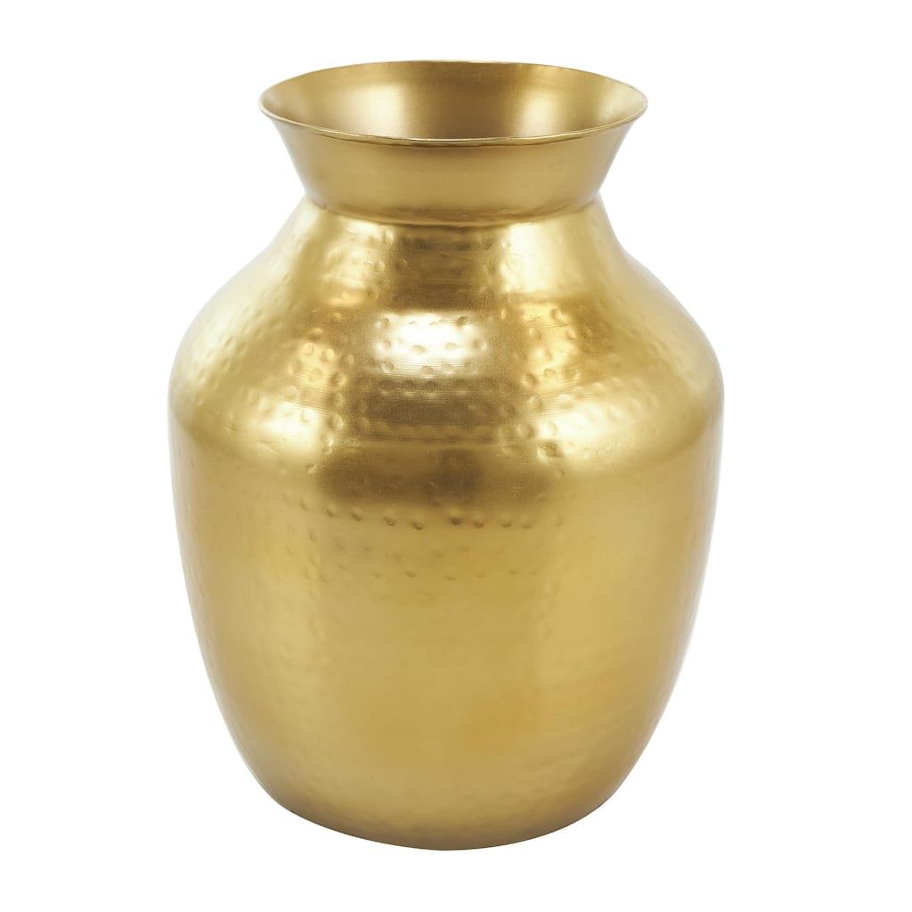 Metal Hammered Spotted Decorative Vase - Gold - Roche River Decor