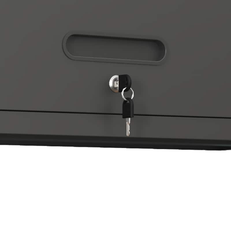 Heavy-Duty Lockable Dark Grey Metal Wall Storage Cabinet for Garage Workshop or Utility Room - 29.52”L x 11.81”W x 13.58”H