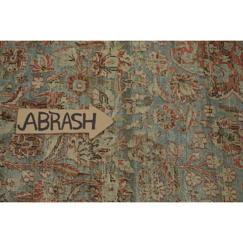 Hand Knotted Oriental 100% Wool Carpet Traditional Floral Navy Blue & Blues Kashan Area Rug - 11' 2'' X 8' 8''