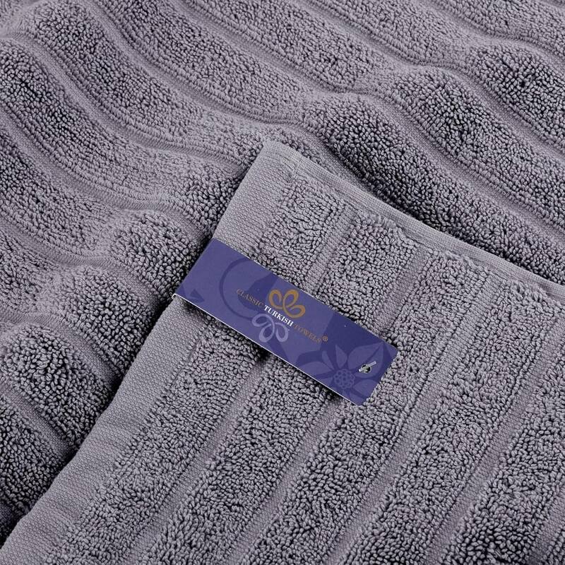 Classic Turkish Towels 100% Turkish Cotton Bath Sheets Plush Ribbed 3 Piece 40x65" - 40x65