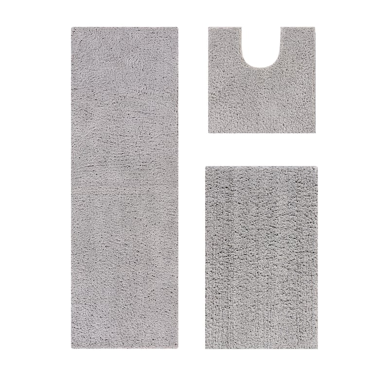 Better Trends Bath Rug Set 100% Micro Polyester Tufted Anti-Skid Latex Backing Bathroom Rugs for Shower, Sink Mats Micro Plush
