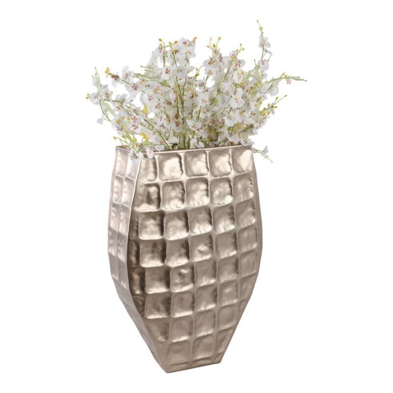 Aluminum Planter Textured Geometric Tapered Square Modern Accent
